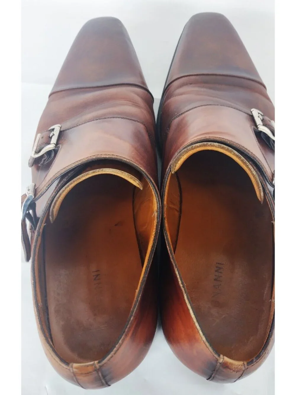 Magnanni Double Monk Strap Leather Dress Shoe Cognac Size 10  M
